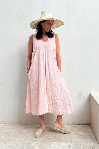Belinda linen dress, pink