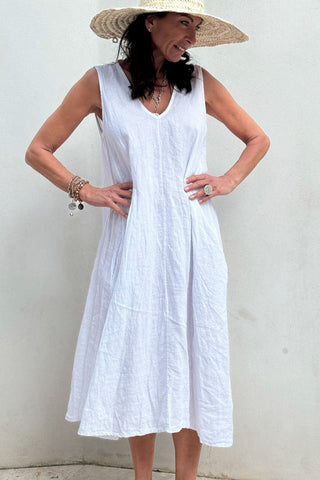 Belinda linen dress, white
