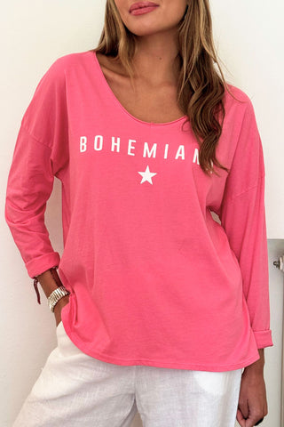 Bohemiana star long sleeve top, miami pink