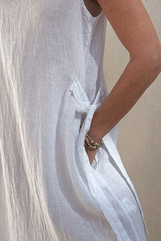 Estella linen dress, white