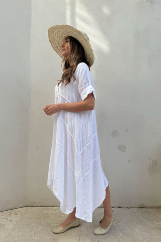 Garden party linen dress, white