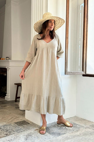 Louella cotton dress, beige