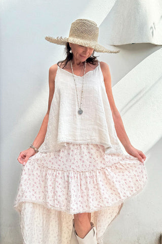 Lucinda linen skirt, floral sand