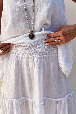 Lucinda linen skirt, white