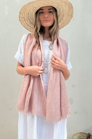 Lucy linen blend scarf, rose