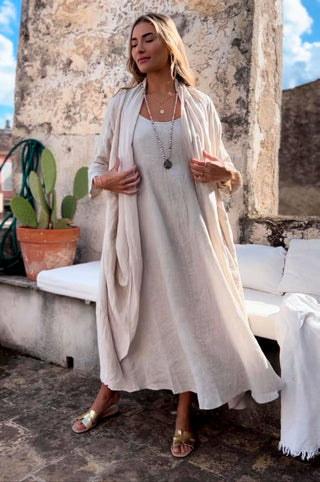 Maddalena linen dress, sand