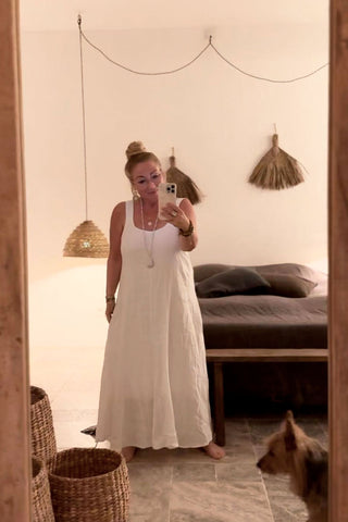 Maddalena linen dress, white