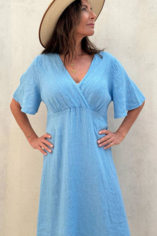 Manuela linen dress, heavenly blue
