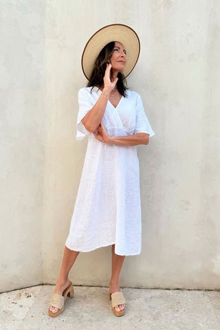 Manuela linen dress, white