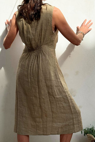 Monica linen dress, savanna