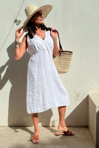 Monica linen dress, white