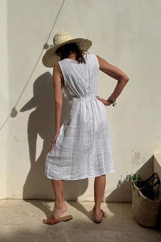 Monica linen dress, white