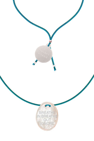 Breathe in breathe out, mother of pearl pendant necklace