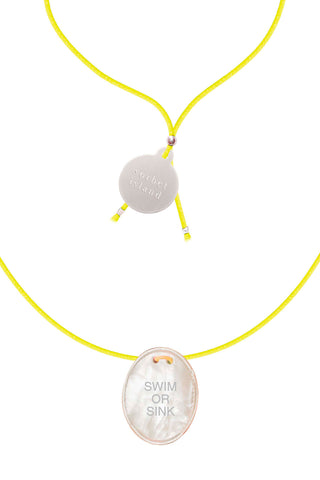 Swim or sink, mother of pearl pendant necklace