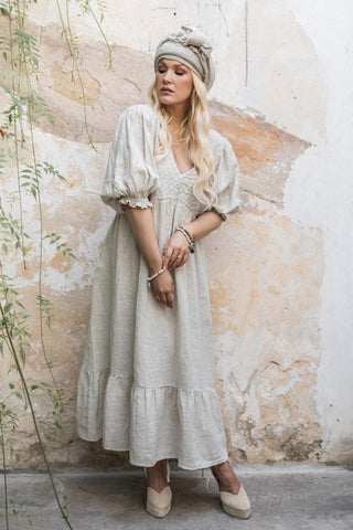 Palmira linen dress, sand