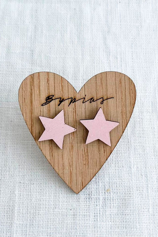 Star small button earrings, soft pink