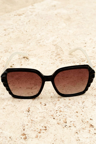 Sunglasses 54070, white and brown glitter