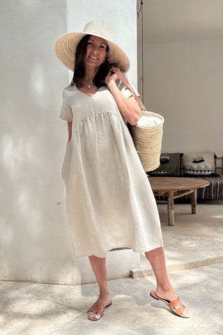 Santorini linen dress, natural