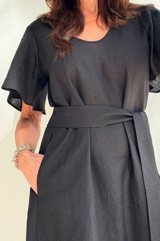 Scottie linen dress, black