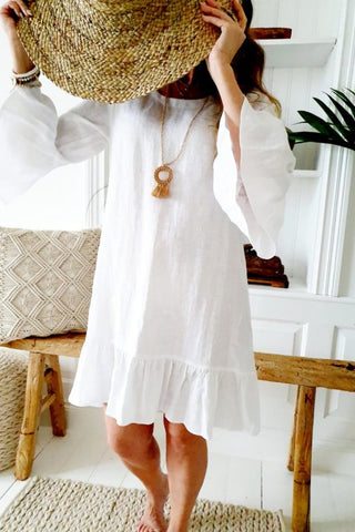 Juliet linen dress, white