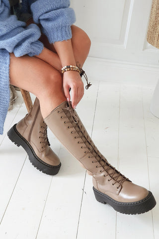 Alina leather boots, taupe