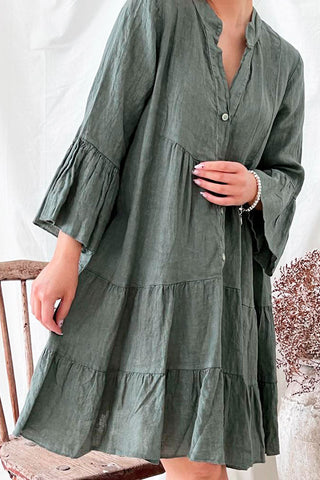 Ashley linen dress, khaki green