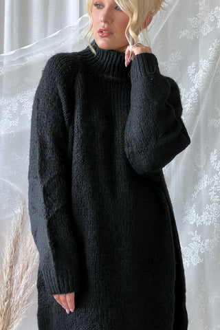 Cuddle up knit dress, black