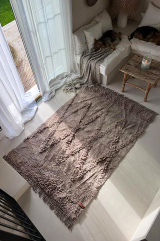 Diamonds cotton carpet 140x200, taupe