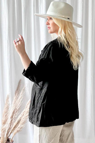 Eleanor linen jacket, black