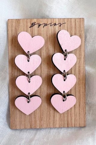 Heart earrings, soft pink