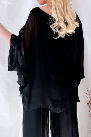 Jodie silk blend shirt, black