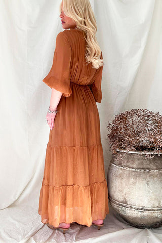 Jolene silk blend dress, amber