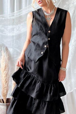 Josefin linen skirt, black