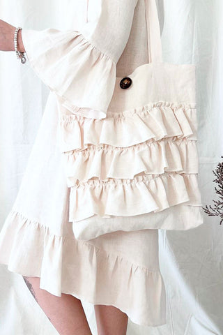 Juliet linen dress long, cream
