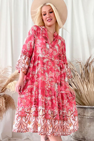 Kiara viscose dress, hibiscus