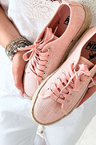 Ada linen espadrille sneakers, dusty pink