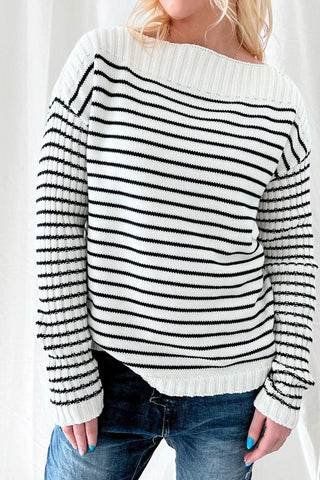 Seaside cotton knit, blue and white stripes
