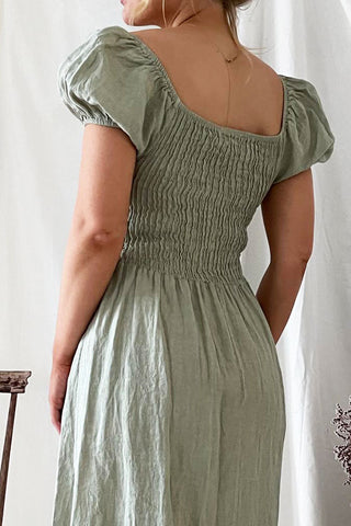 Shila linen dress, pastel green