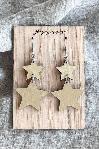 Star earrings, beige