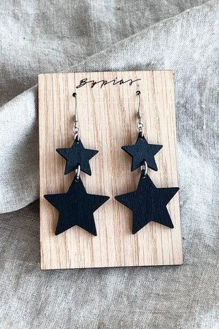 Star earrings, black