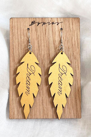 Feather earrings, dream gold